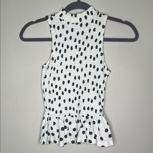 Zara Smocked Polka Dot Sleeveless Top